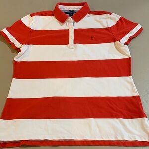 Tommy Hilfiger Red and White Classic Fit Polo​